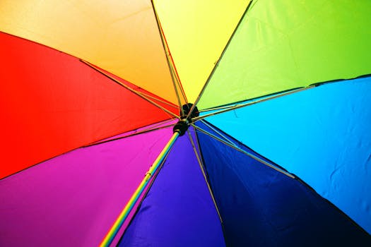 Umbrella in rainbow colours